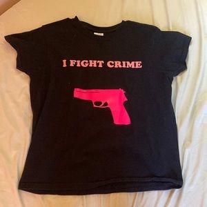 i fight crime meme black graphic tee